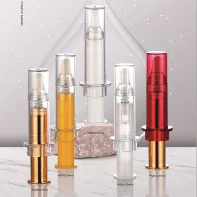 سعر جيد 10ml Custom Color Leak Proof Airless Syringe Bottle for Eye Serum Face Cream Cosmetic Packaging متصل